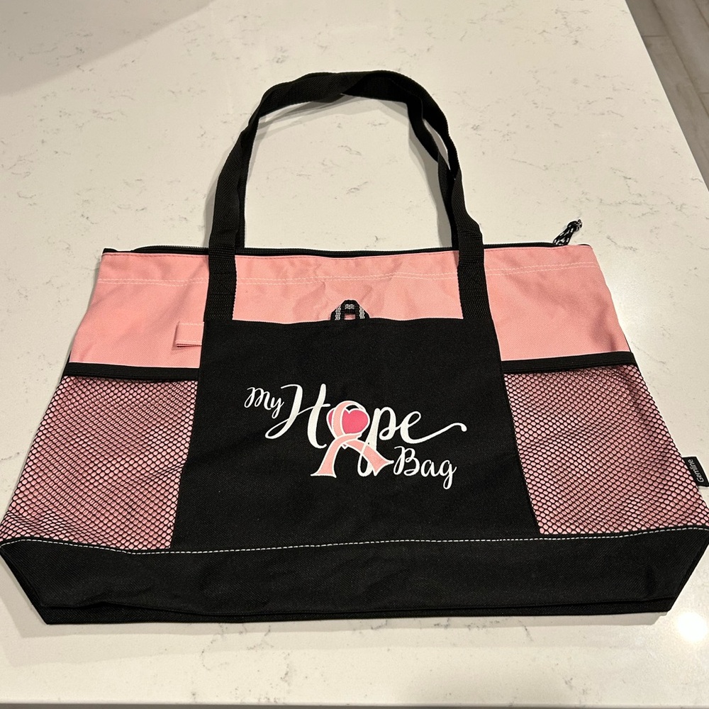 Pink and Black Breast Cancer Tote